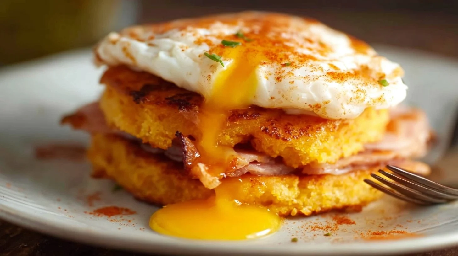 Spicy Corn Cake Breakfast Stack