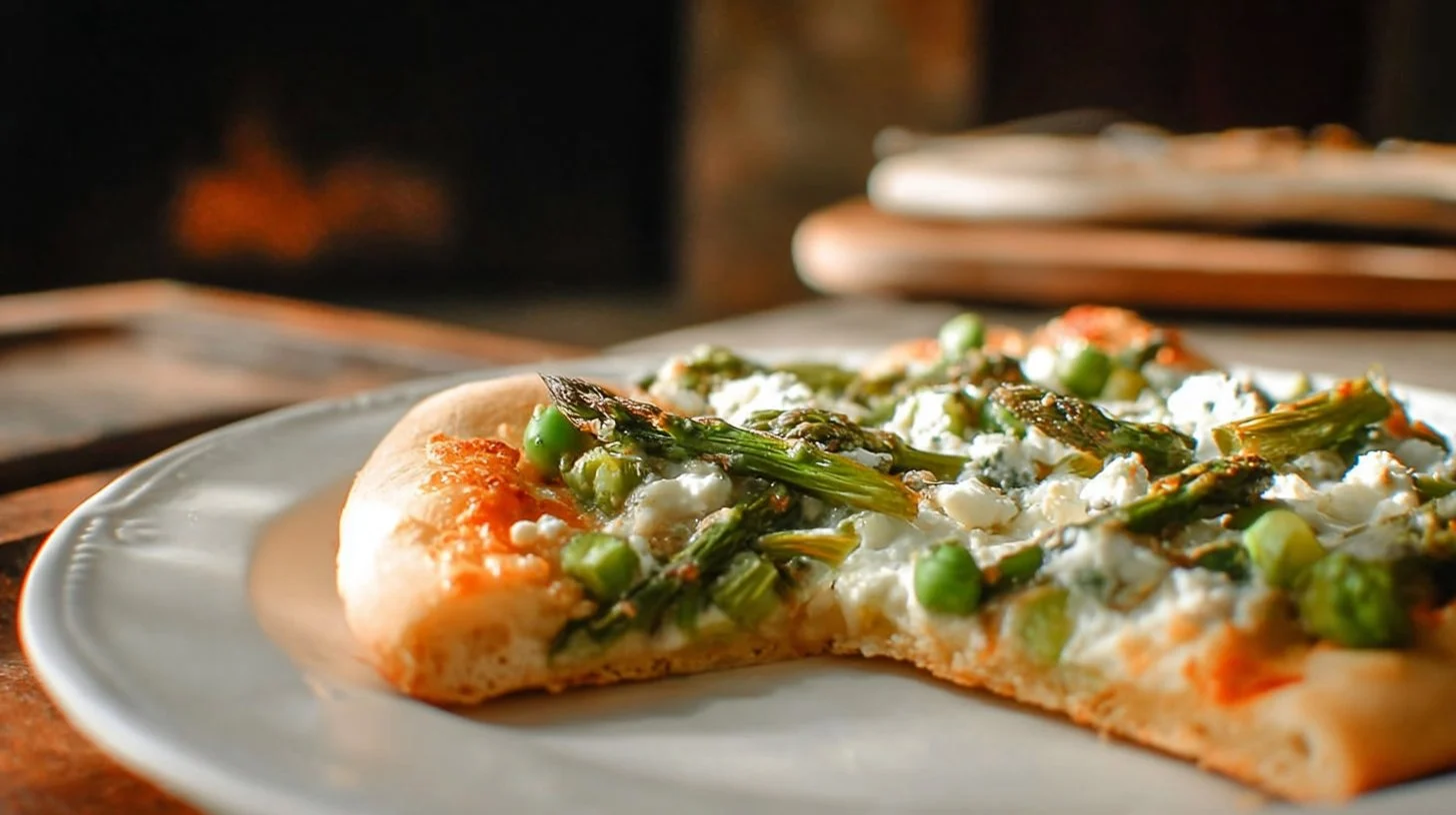 Asparagus, Pea, and Goat Cheese Pizza