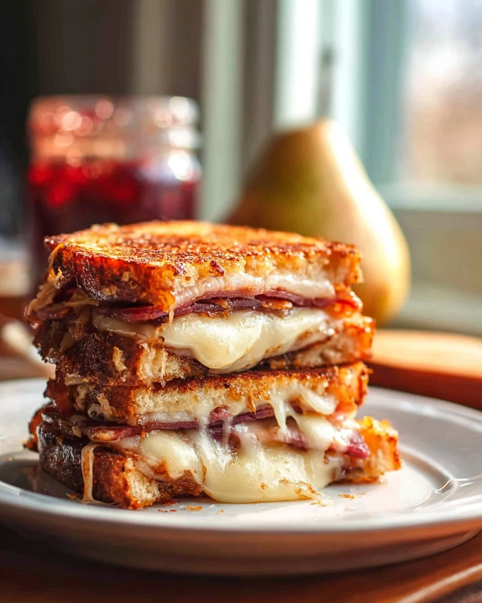 Bacon, Pear, and Raspberry Grilled Cheese