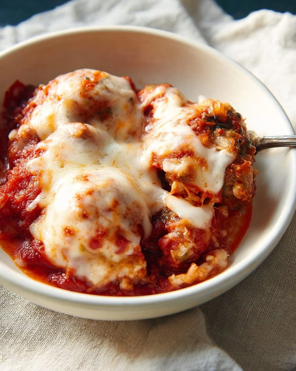 Cheesy Meatless Meatballs with Marinara