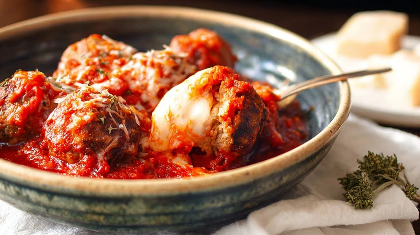 Cheesy Meatless Meatballs with Marinara