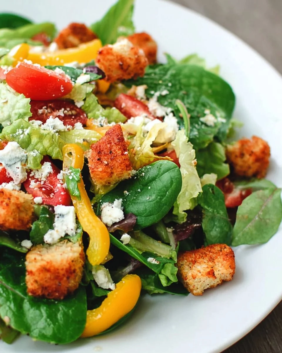 Greek Salad With Paprika Croutons