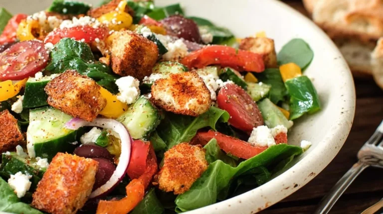 Greek Salad With Paprika Croutons