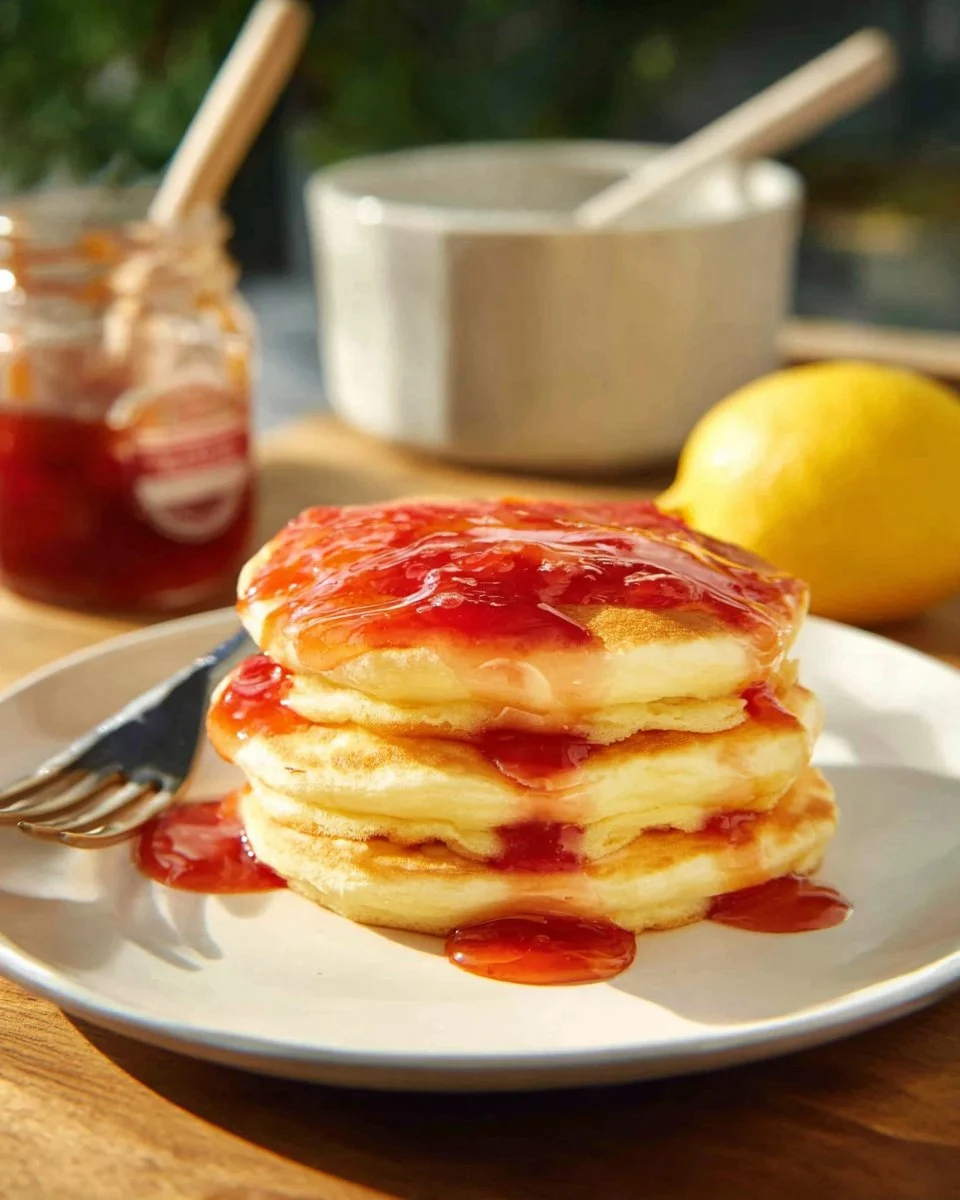 Lemon Pancakes And Blackberry Syrup