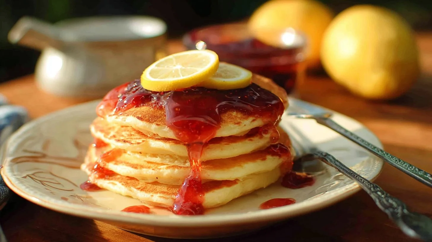 Lemon Pancakes And Blackberry Syrup
