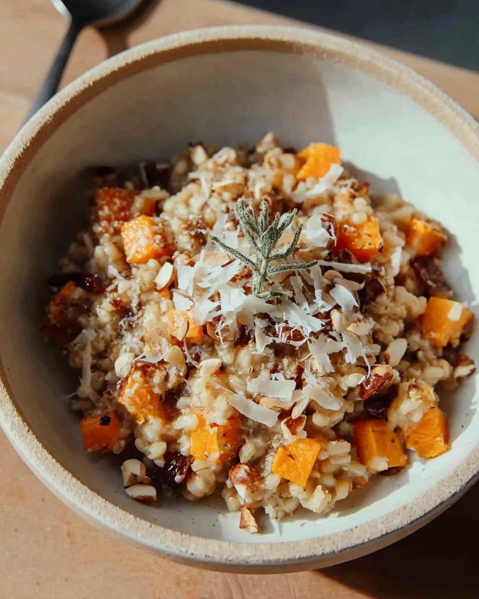 Roasted Butternut Squash Risotto With Sugared Walnuts