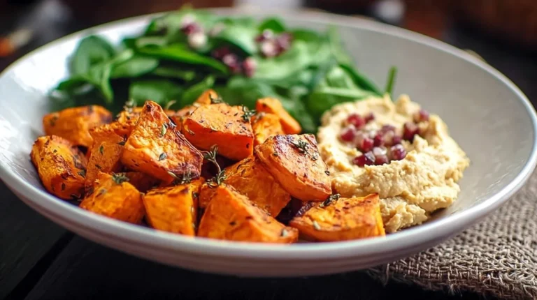 Roasted Sweet Potatoes and Hummus